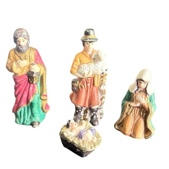 Unique Vintage Other - Vintage Set Of 4 Nativity Scene Set Holiday Christmas Baby Jesus Porcelain